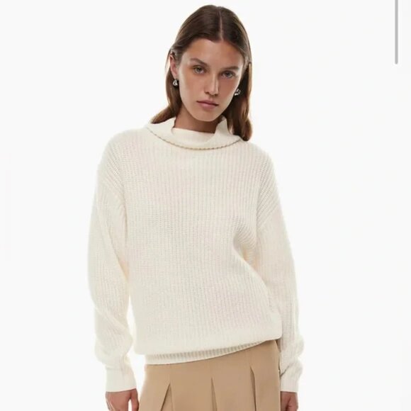 Aritzia Wilfred Montpellier Merino Wool Turtleneck Sweater White Birch Size XS - Picture 5 of 11